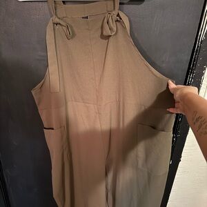 SHEIN Tan Halter Jumpsuit with Flowing Silhouette